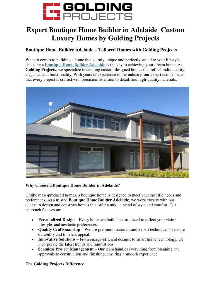 expert boutique home builder in adelaide custom