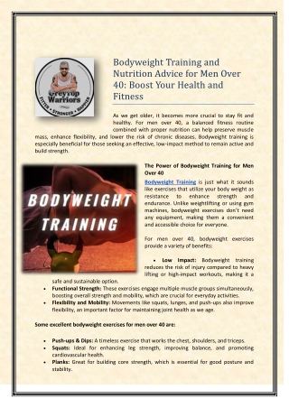 Bodyweight Training and Nutrition Advice for Men Over 40 Boost Your Health and Fitness