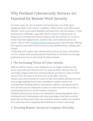 why portland cybersecurity services are essential