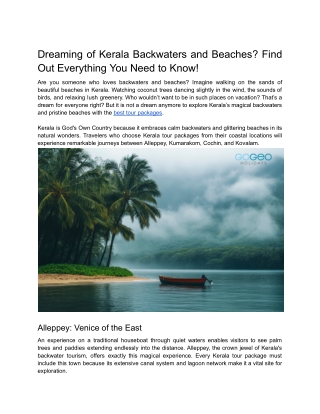dreaming of kerala backwaters and beaches find