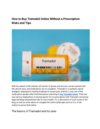 How to Buy Tramadol Online Without a Prescription_ Risks and Tips