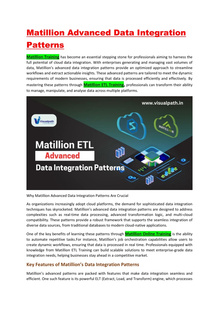 matillion advanced data integration patterns