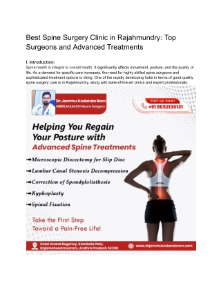 Best Spine Surgery Clinic in Rajahmundry