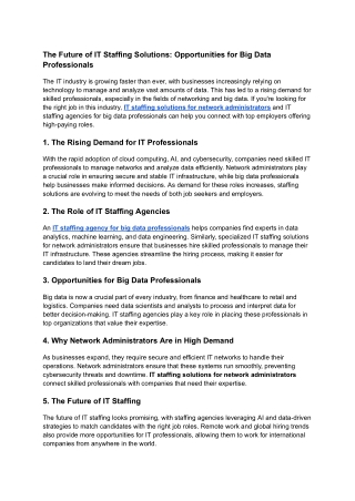 the future of it staffing solutions opportunities