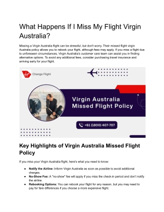 What Happens If  I miss My Flight Virgin Australia