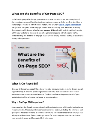 What are the Benefits of On-Page SEO
