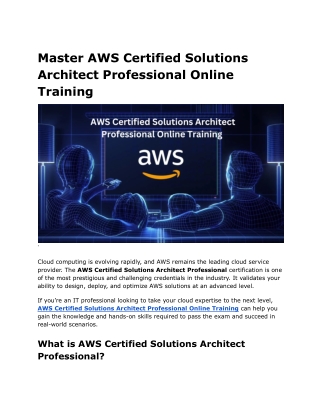 Master AWS Certified Solutions Architect Professional Online Training