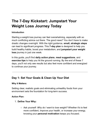 The 7-Day Kickstart: Jumpstart Your Weight Loss Journey Today