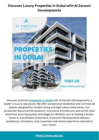 Discover Luxury Properties in Dubai with Al Zarooni Developments