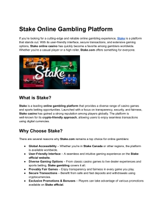 stake online gambling platform
