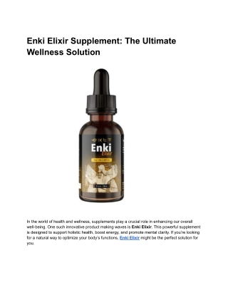 enki elixir supplement the ultimate wellness