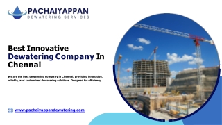 Best Deep Well Dewatering System - Pachiyappan Dewatering