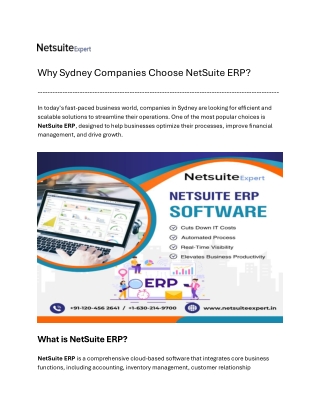 Why Sydney Companies Choose NetSuite ERP?