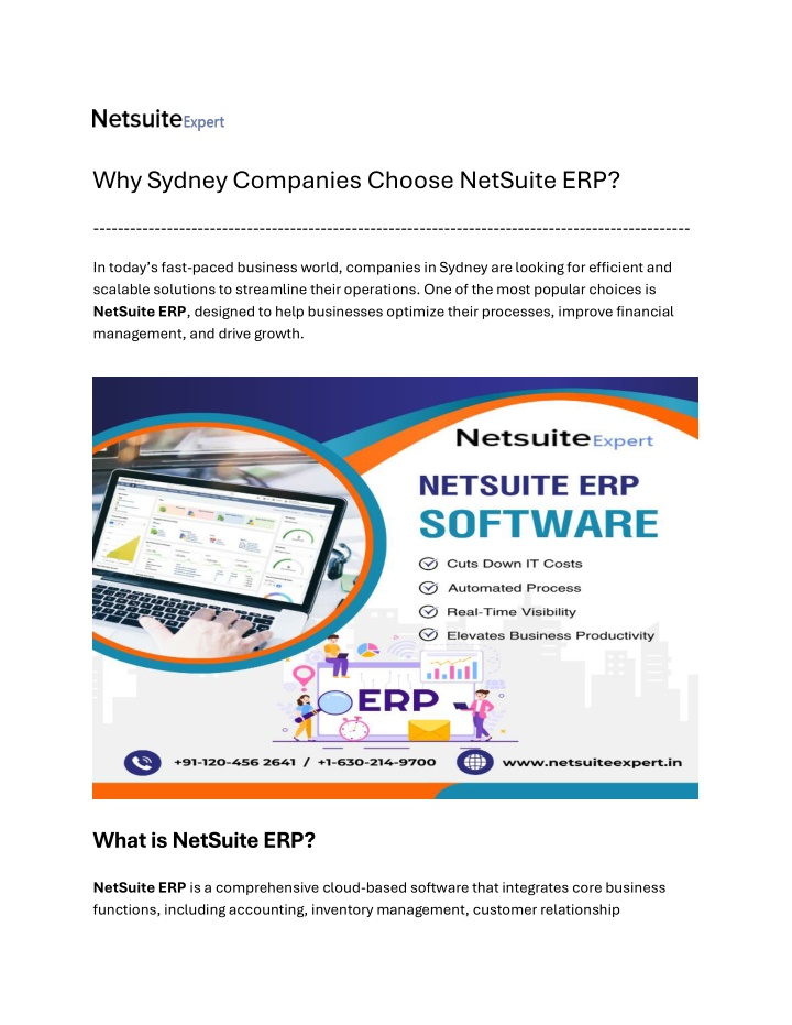 why sydney companies choose netsuite erp