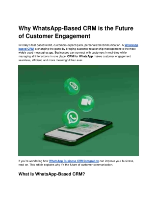 Why WhatsApp-Based CRM is the Future of Customer Engagement