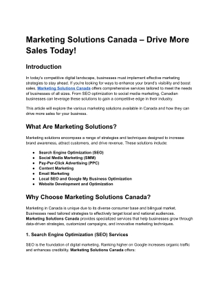 Marketing Solutions Canada – Drive More Sales Today!