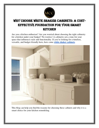 Why Choose White Shaker Cabinets A Cost-Effective Foundation for Your Smart Kitchen