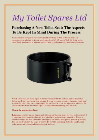 Purchasing A New Toilet Seat The Aspects To Be Kept In Mind During The Process