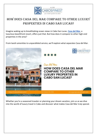 How Does Casa del Mar Compare to Other Luxury Properties in Cabo San Lucas