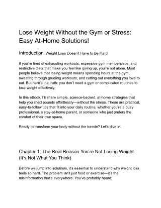 Lose Weight Without the Gym or Stress: Easy At-Home Solutions!