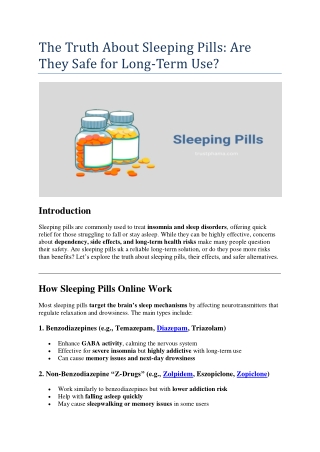 The Truth About Sleeping Pills Are They Safe for Long-Term Use