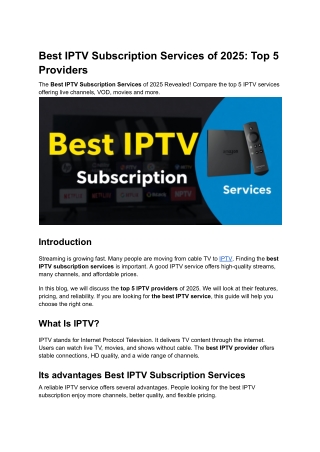 best iptv subscription services of 2025