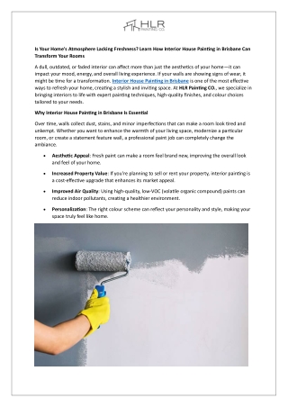 Is Your Home's Atmosphere Lacking Freshness - Learn How Interior House Painting in Brisbane Can Transform Your Rooms