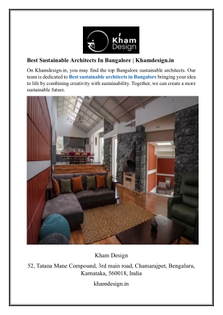 Best Sustainable Architects In Bangalore Khamdesign.in