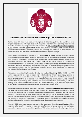 Deepen Your Practice and Teaching: The Benefits of YTT