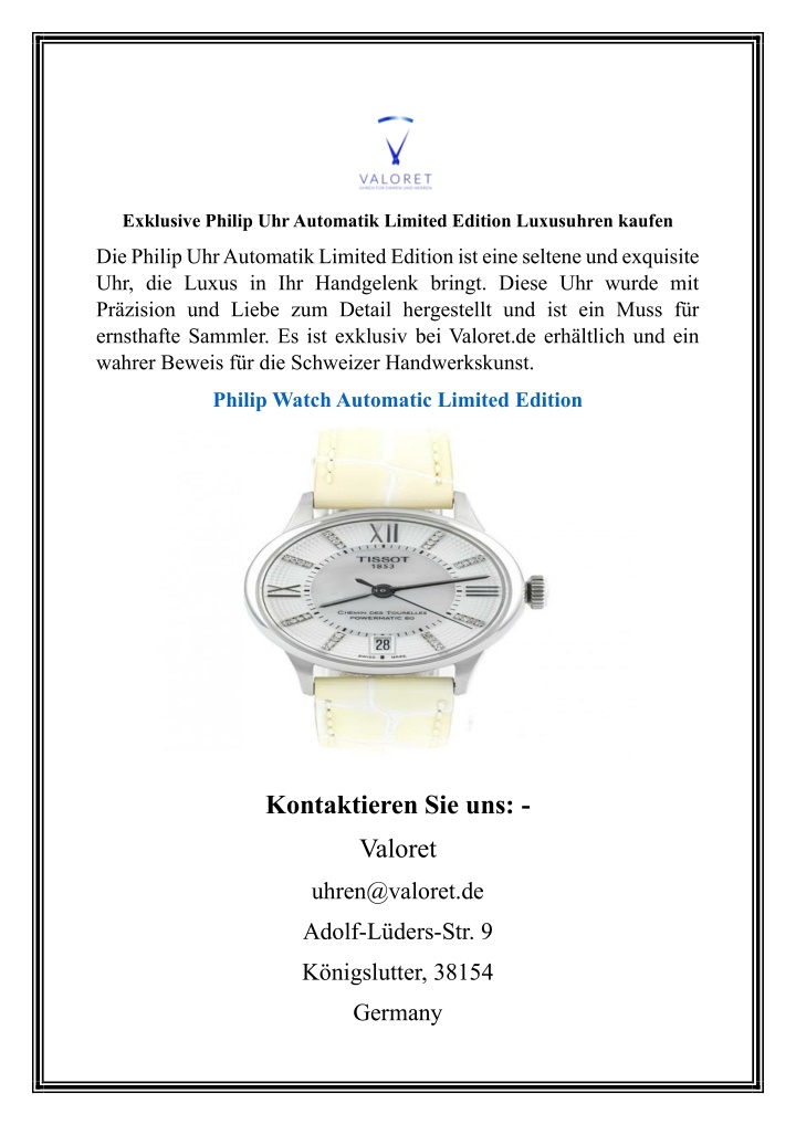 exklusive philip uhr automatik limited edition