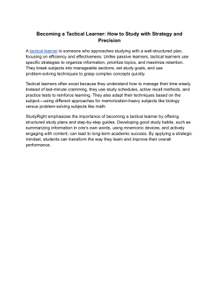becoming a tactical learner how to study with