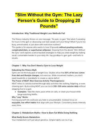 Slim Without the Gym The Lazy Person’s Guide to Dropping 20 Pounds