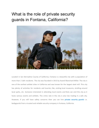 What is the role of private security guards in Fontana, California