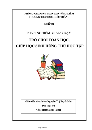Sáng kiến kinh nghiệm Trò chơi toán học, giúp học sinh hứng thú học tập