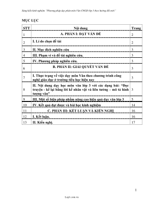 SKKN Phương pháp dạy phân môn Văn Công nghệ giáo dục lớp 3 theo hướng đổi mới