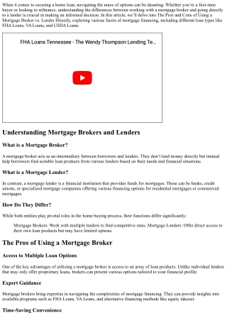 The Pros and Cons of Using a Mortgage Broker vs. Lender Directly