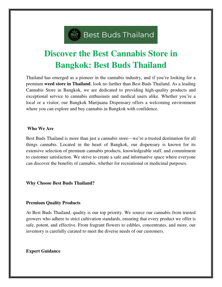 discover the best cannabis store in bangkok best