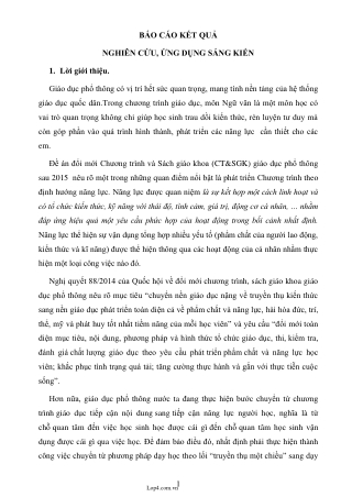 SKKN Dạy học Ngữ văn theo định hướng phát triển năng lực và phẩm chất người học qua truyện ngắn “Vợ nhặt” của Kim Lân