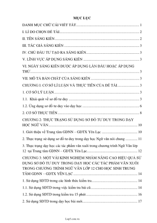 SKKN Một vài kinh nghiệm nhằm nâng cao hiệu quả sử dụng sơ đồ tư duy trong dạy học các tác phẩm văn xuôi trong chư