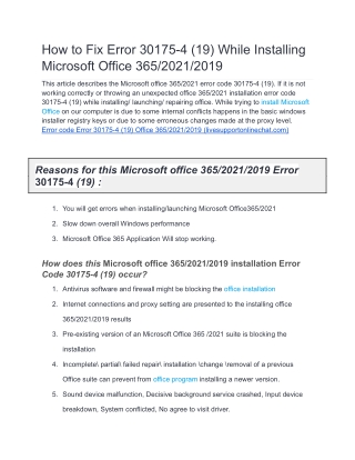 How to Fix Error 30175-4 (19) While Installing Microsoft Office 365/2021/2019