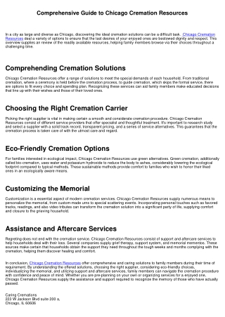 Comprehensive Guide to Chicago Cremation Resources