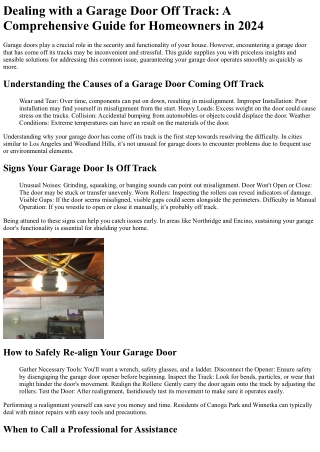dealing with a garage door off track