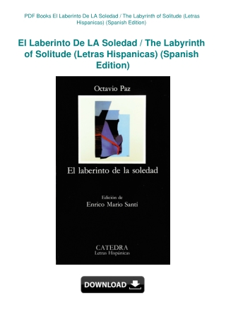 PDF Books El Laberinto De LA Soledad  The Labyrinth of Solitude (Letras Hispanicas) (Spanish Edition