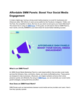 Affordable SMM Panels Boost Your Social Media Engagement