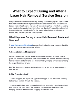 What to Expect During and After a Laser Hair Removal Service Session