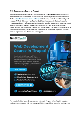Web Development Course in Tirupati