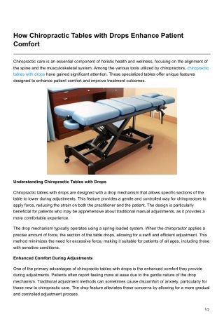 How Chiropractic Tables with Drops Enhance Patient Comfort