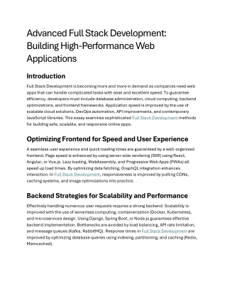 advanced full stack development building high
