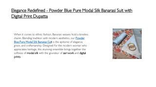 Powder Blue Pure Modal Silk Banarasi Suit With Digital Print Dupatta|Shop Online