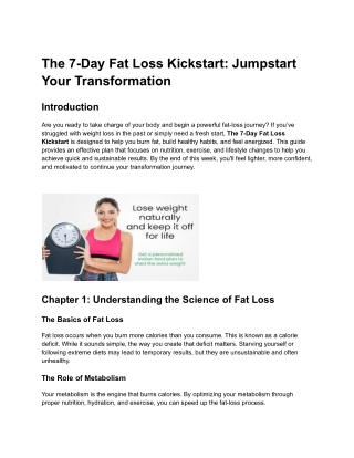 the 7 day fat loss kickstart jumpstart your